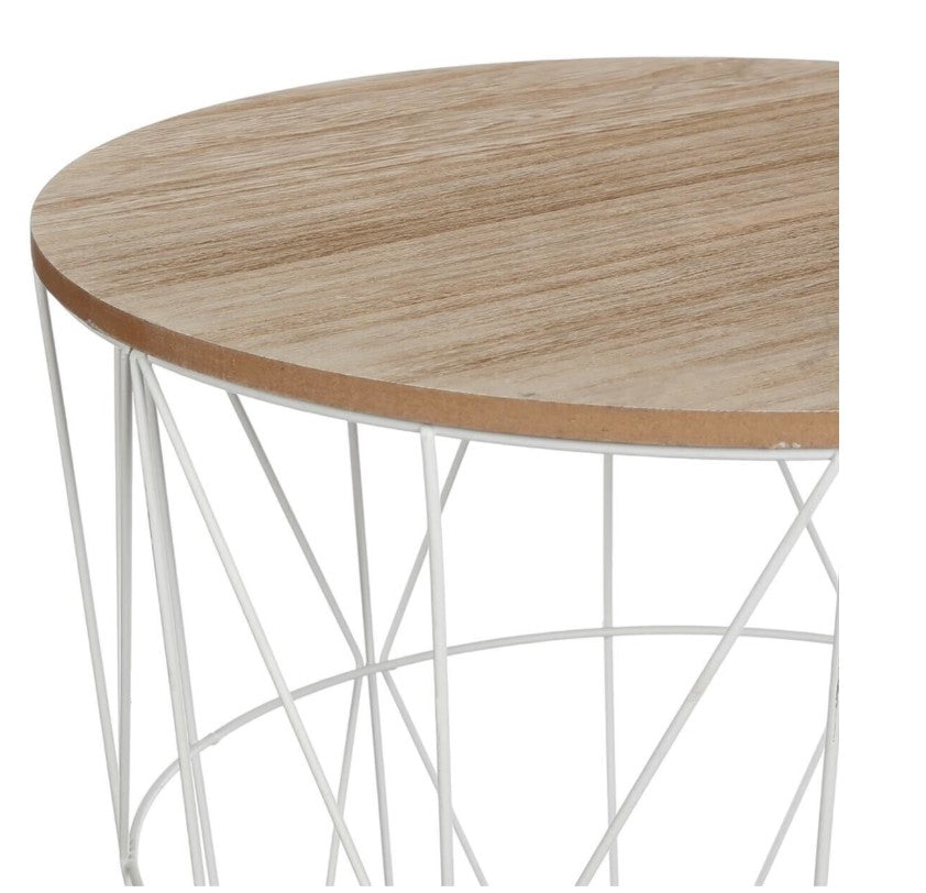 Table basse en bois et métal blanc
