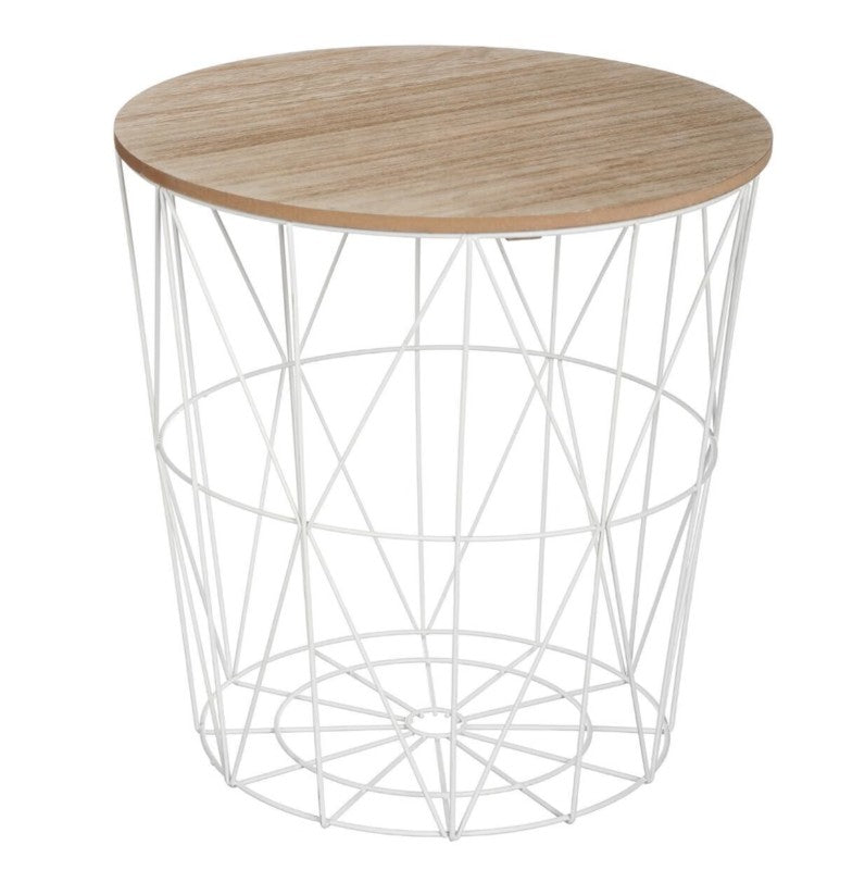 Table basse en bois et métal blanc