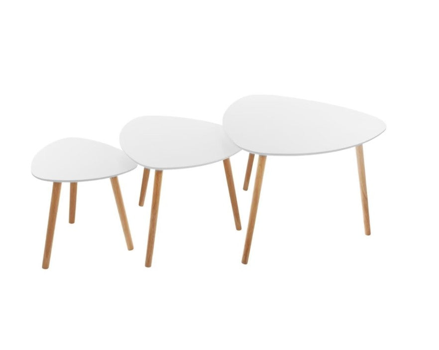 Lot de 3 tables basses gigognes blanches