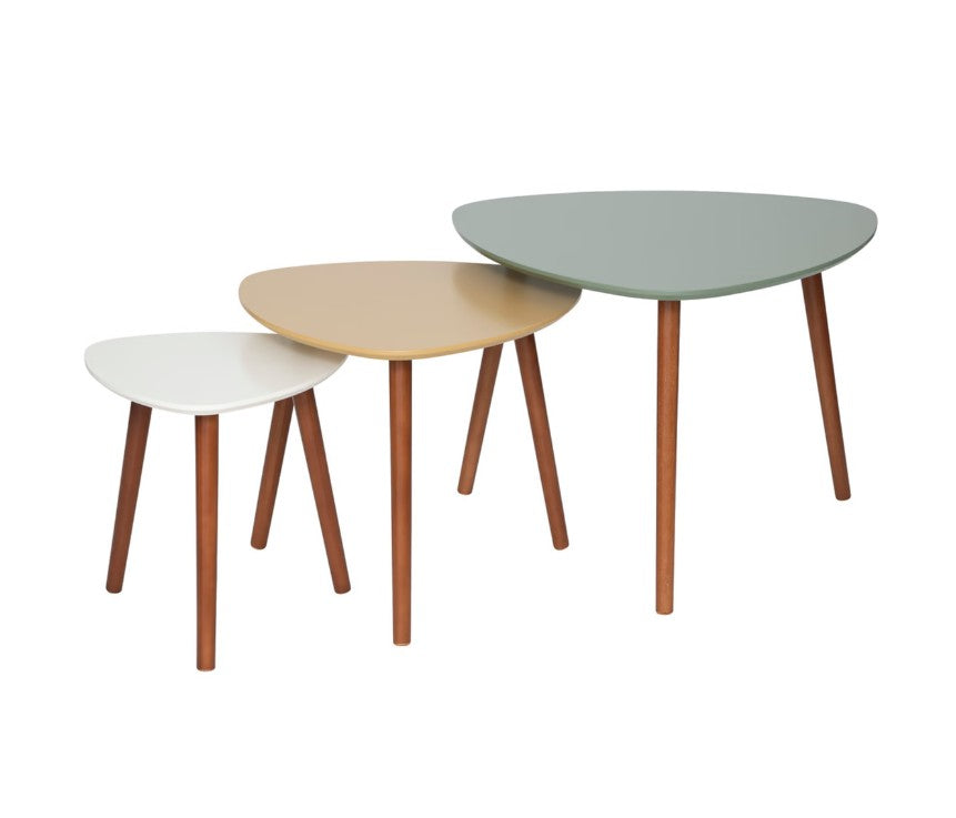 Lot de 3 tables basses gigognes multicolore
