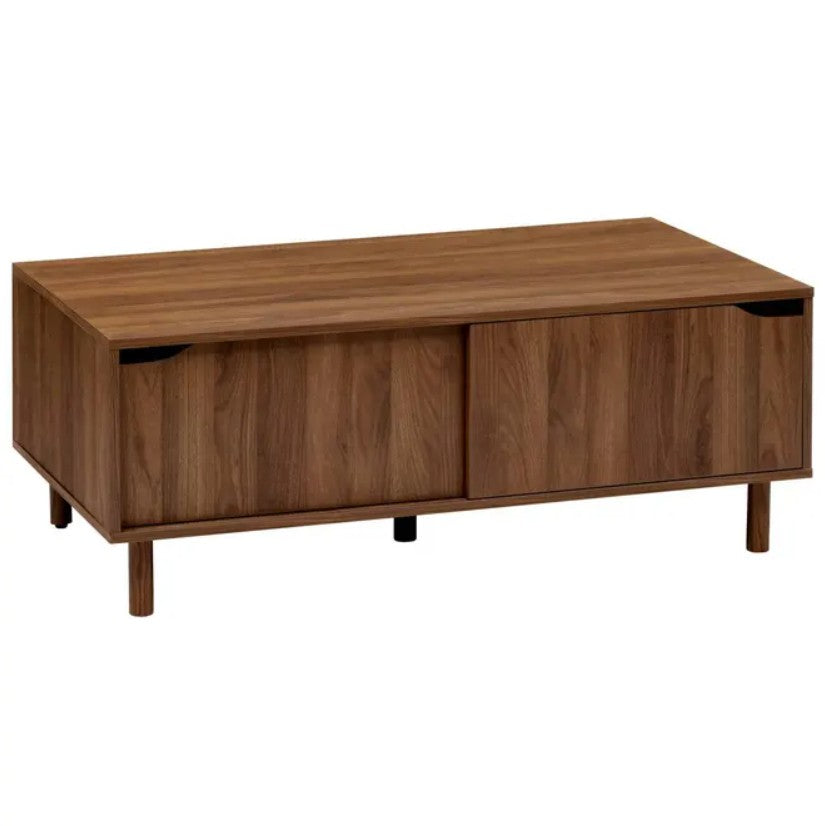 Table basse 2 portes bois foncé