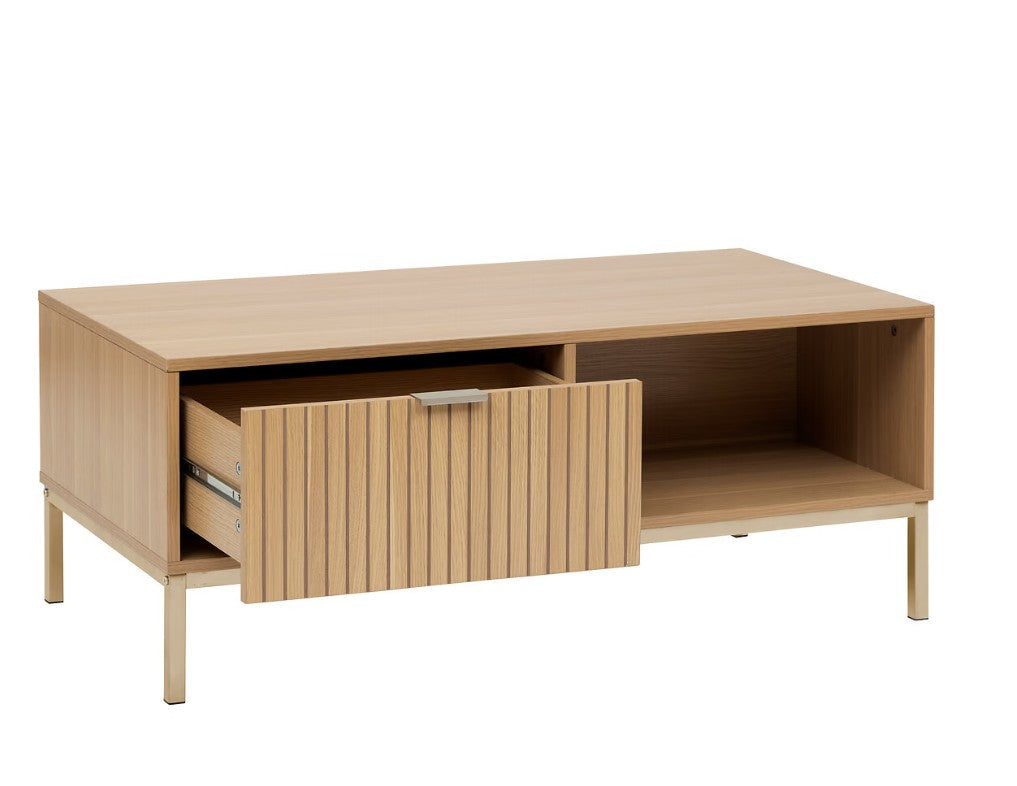 Table basse avec tiroir effet bois naturel