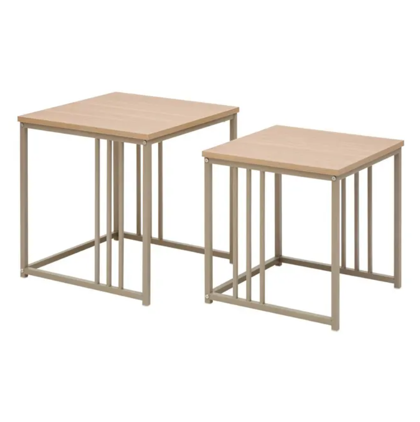 Lot de 2 tables basses carrées beige