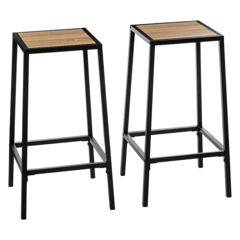 Lot de 2 tabourets de bar effet chêne naturel
