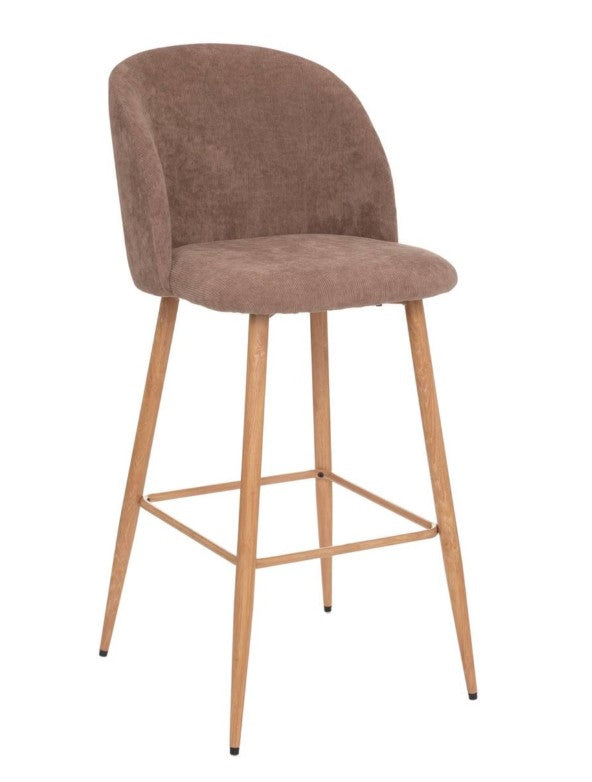 Chaise de bar en velours côtelé taupe