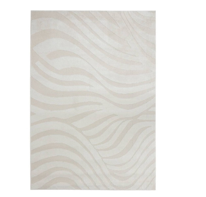 Tapis rectangle effet laine blanc 200cm