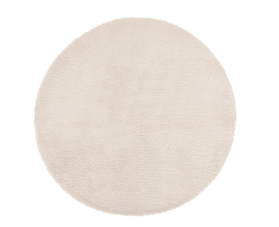 Tapis rond effet fourrure ivoire D.80cm