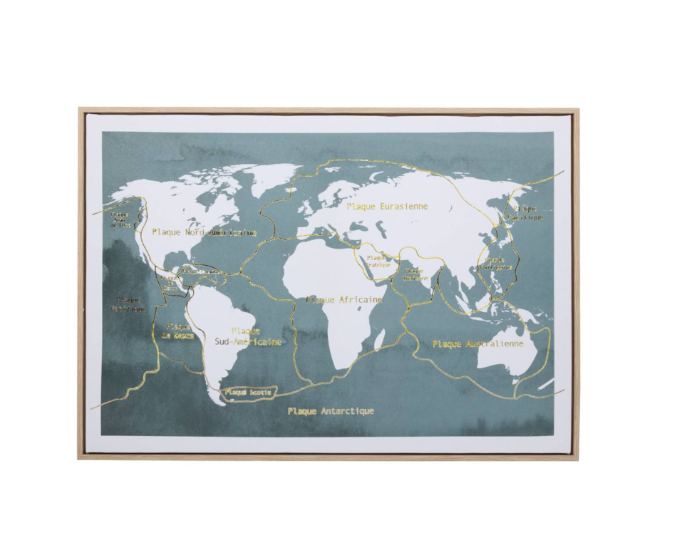 Toile map monde vert émeraude