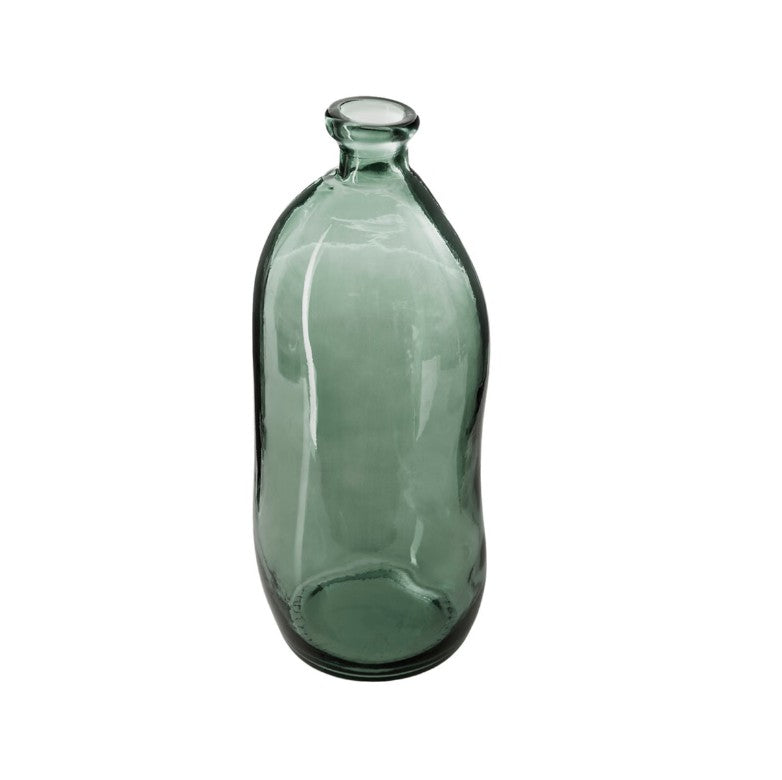 Vase bouteille en verre vert H.51cm