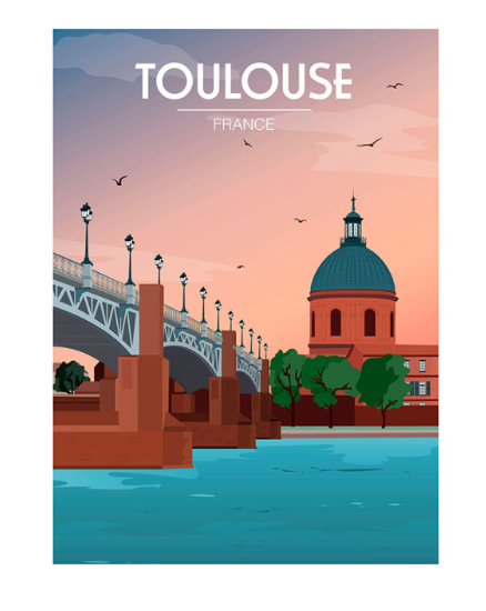 Affiche Toulouse avec cadre