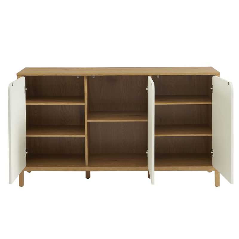 Buffet avec 3 portes effet chêne et blanc