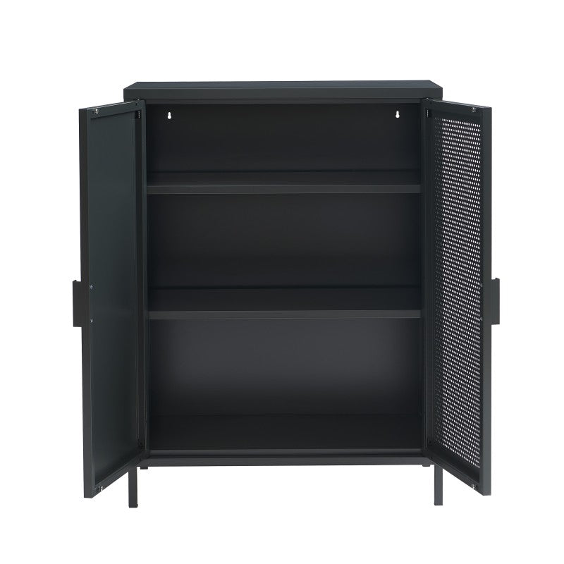 Buffet avec 2 portes en métal gris anthracite
