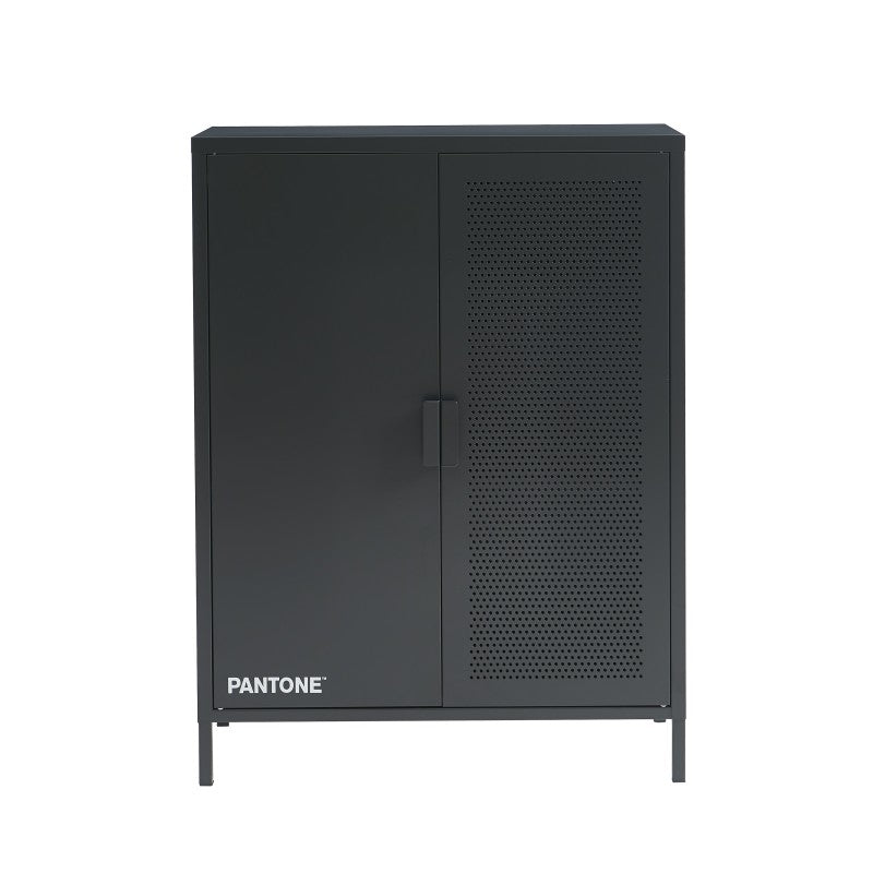 Buffet avec 2 portes en métal gris anthracite