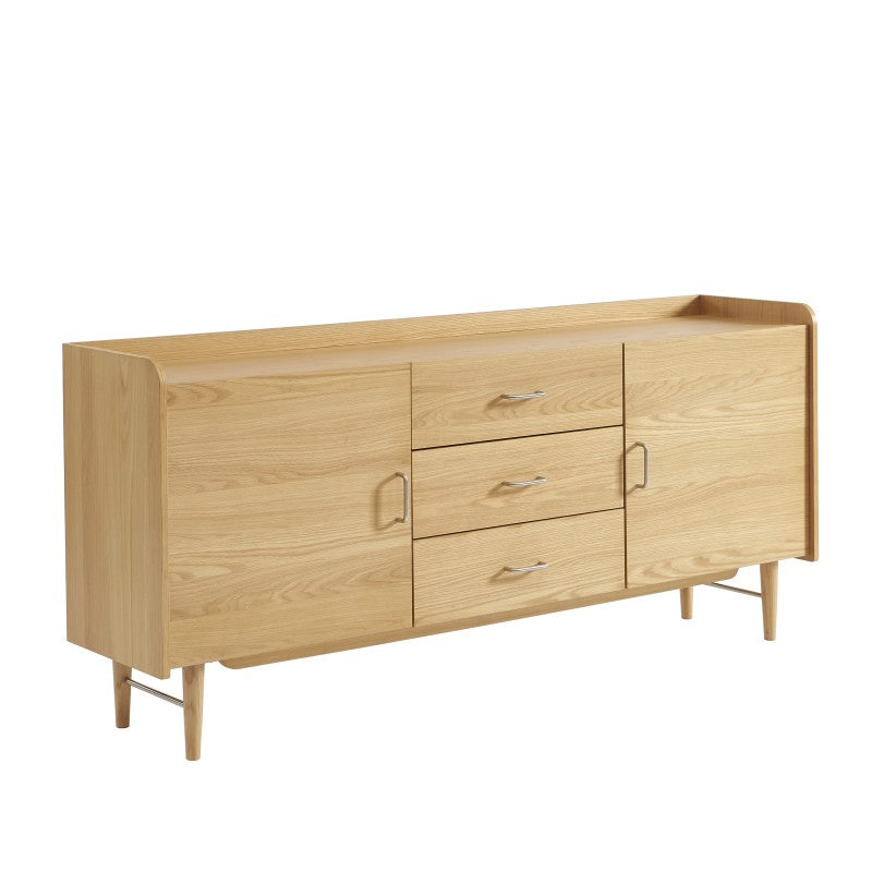 Buffet 2 portes 3 tiroirs placage chêne