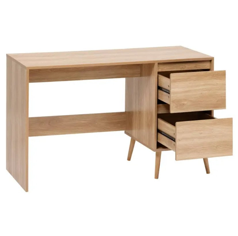 Bureau avec 2 tiroirs bois clair