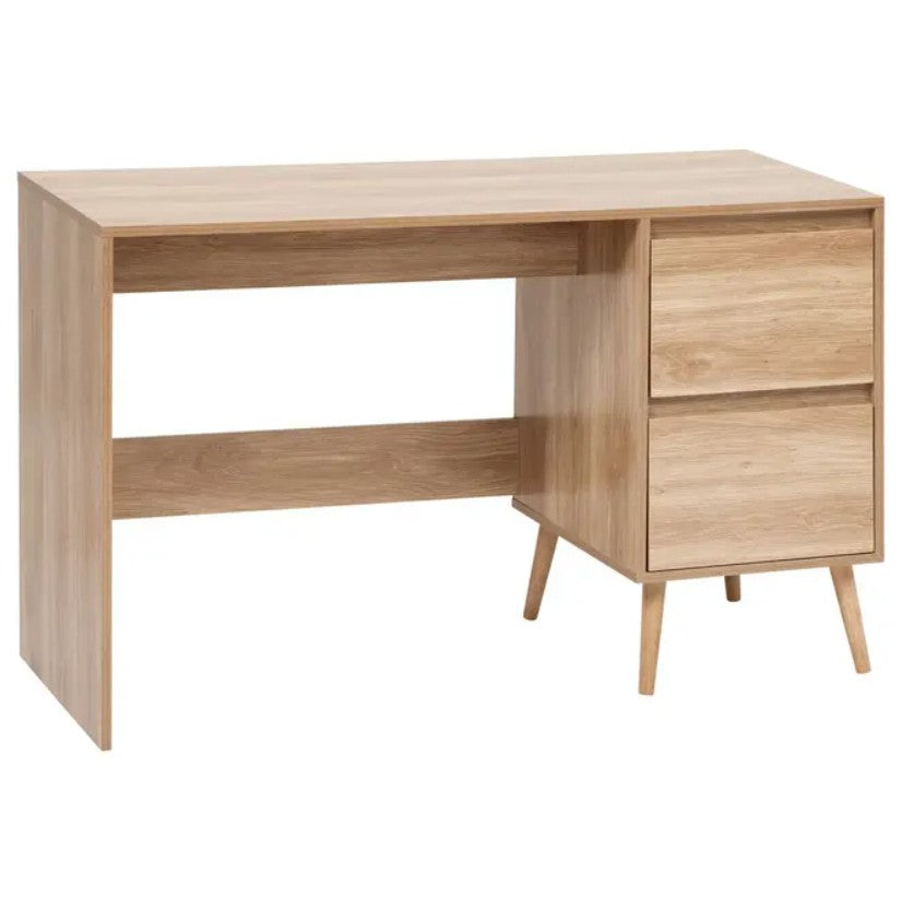 Bureau avec 2 tiroirs bois clair