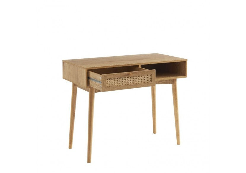 Bureau droit avec tiroir en cannage
