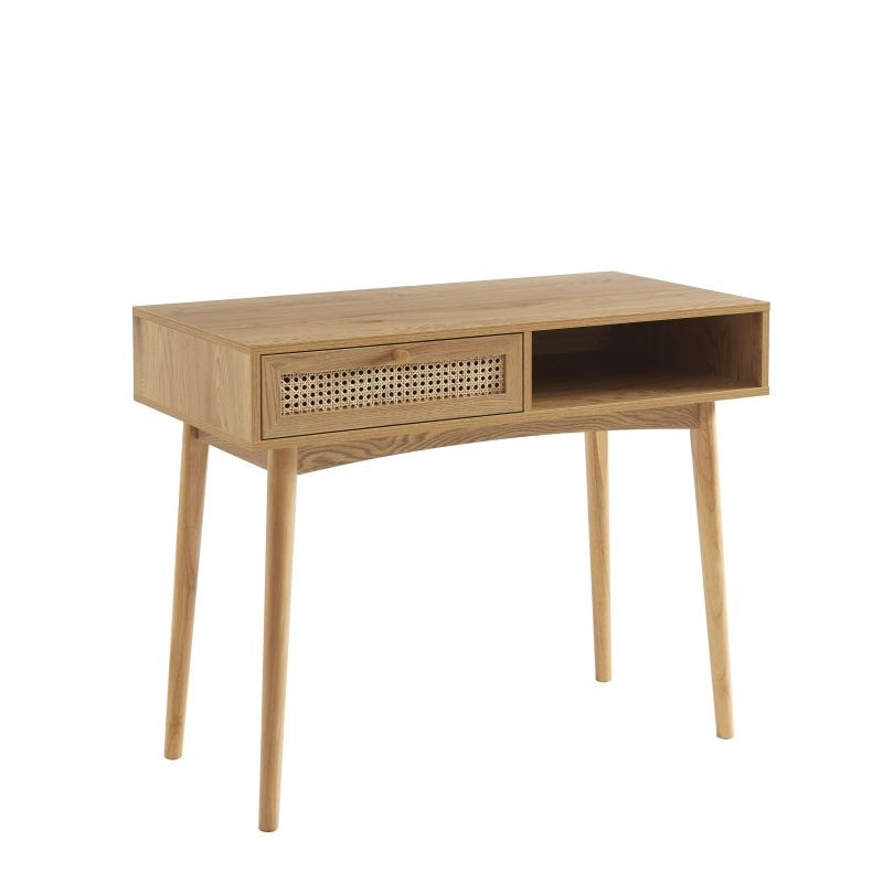 Bureau droit avec tiroir en cannage