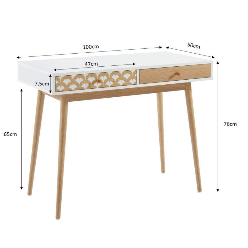 Bureau blanc et effet chêne