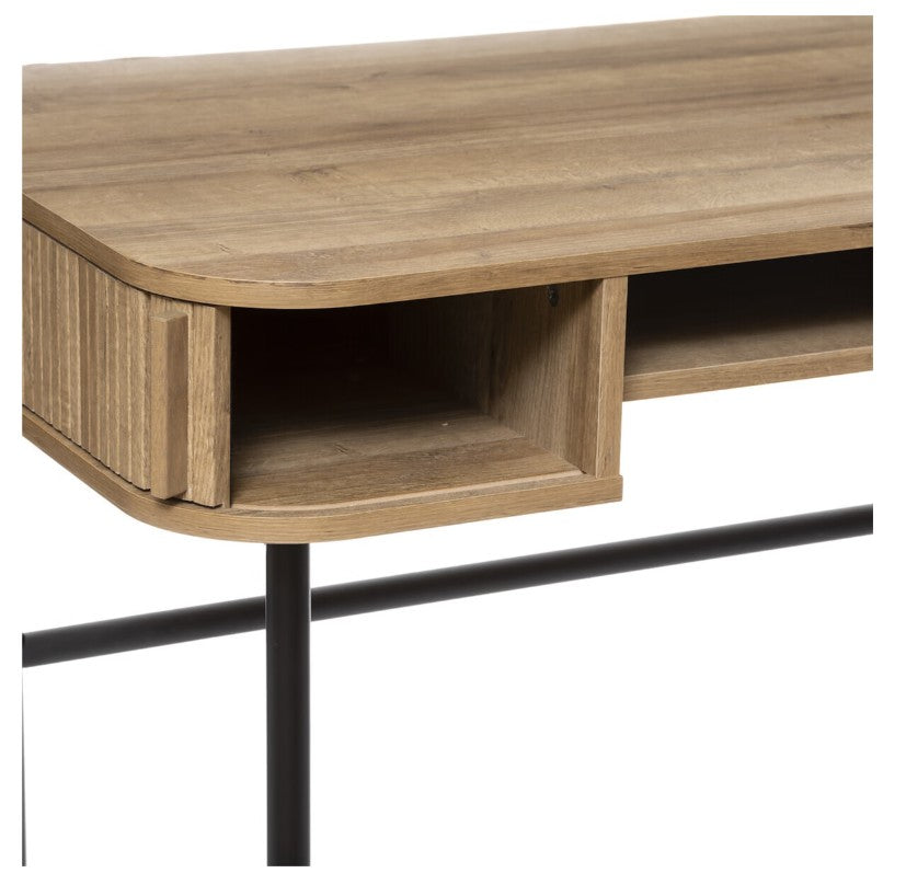 Bureau arrondi 2 portes effet chêne