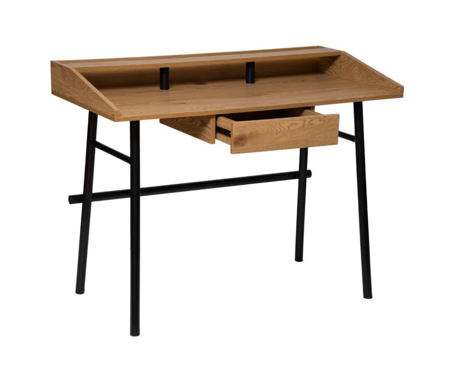 Bureau vintage avec tiroir effet chêne