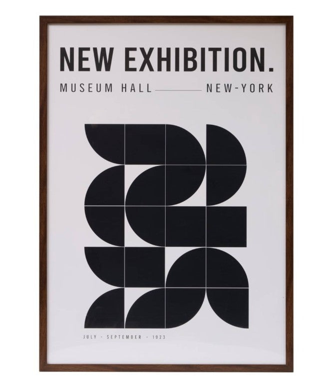 Affiche encadrée new exhibition noir et blanc