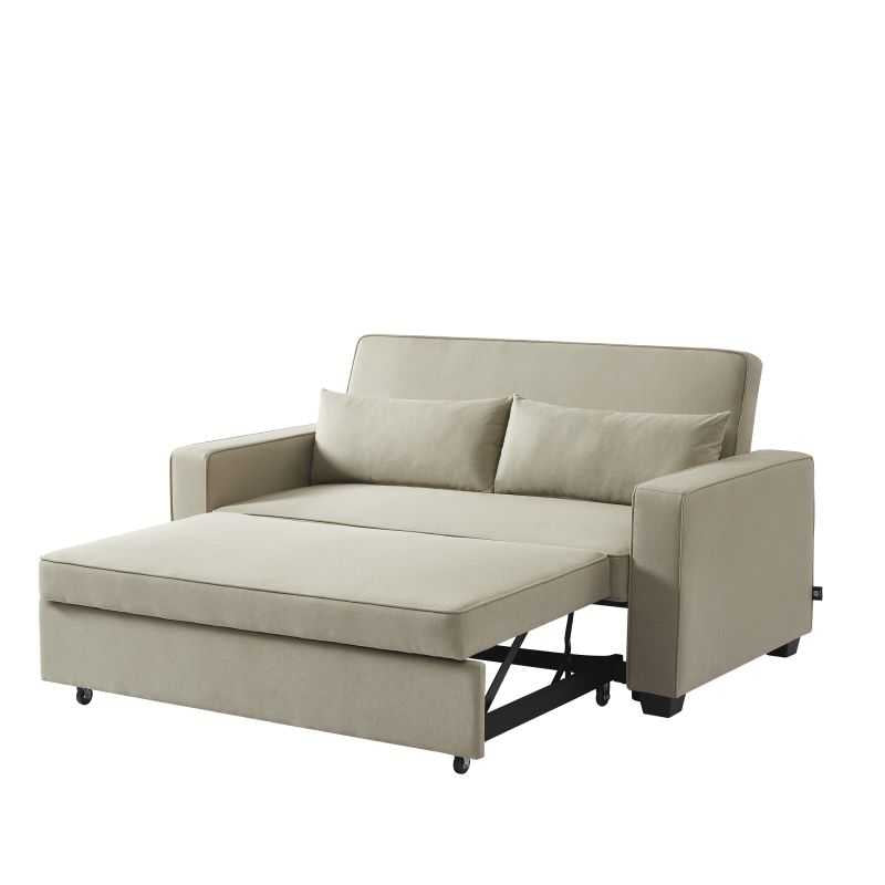 Canapé droit convertible 3 places en tissu grège