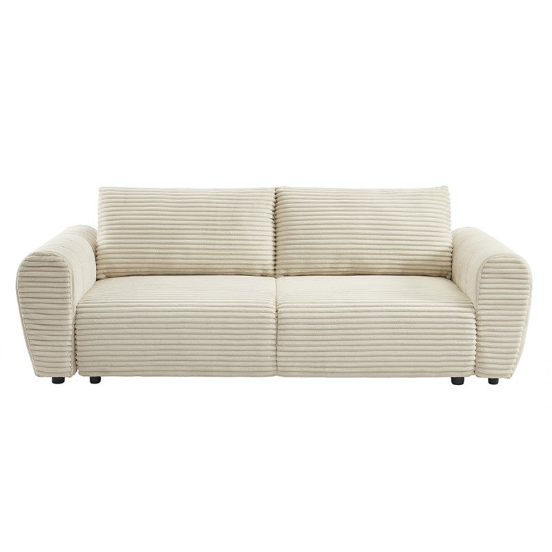 Canapé droit convertible 3 places en velours côtelé beige