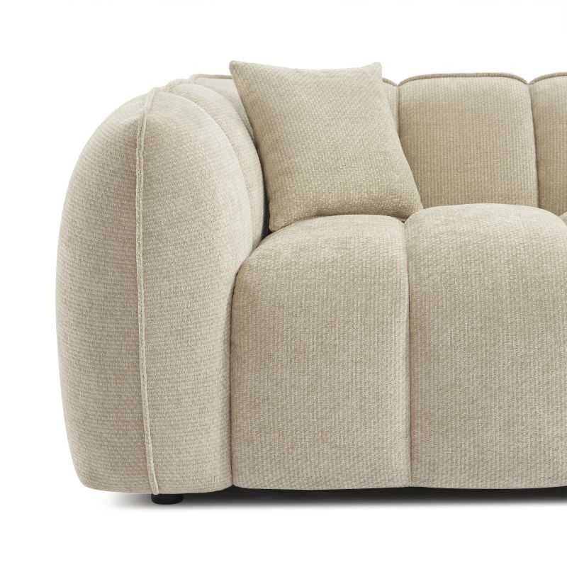 Canapé droit 2 places en tissu chenille beige