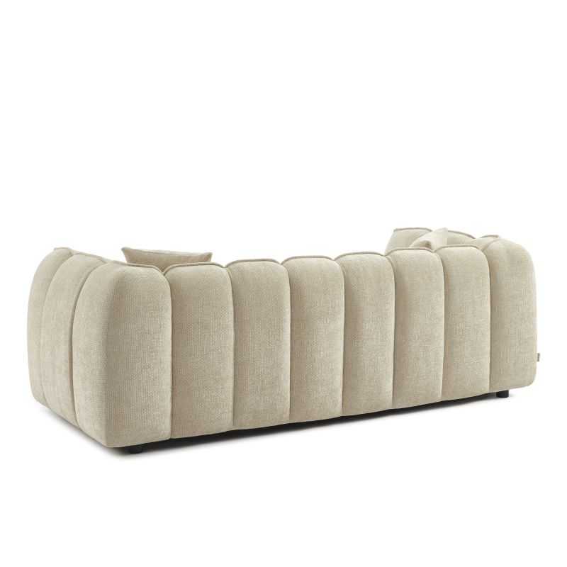 Canapé droit 3 places en tissu chenille beige