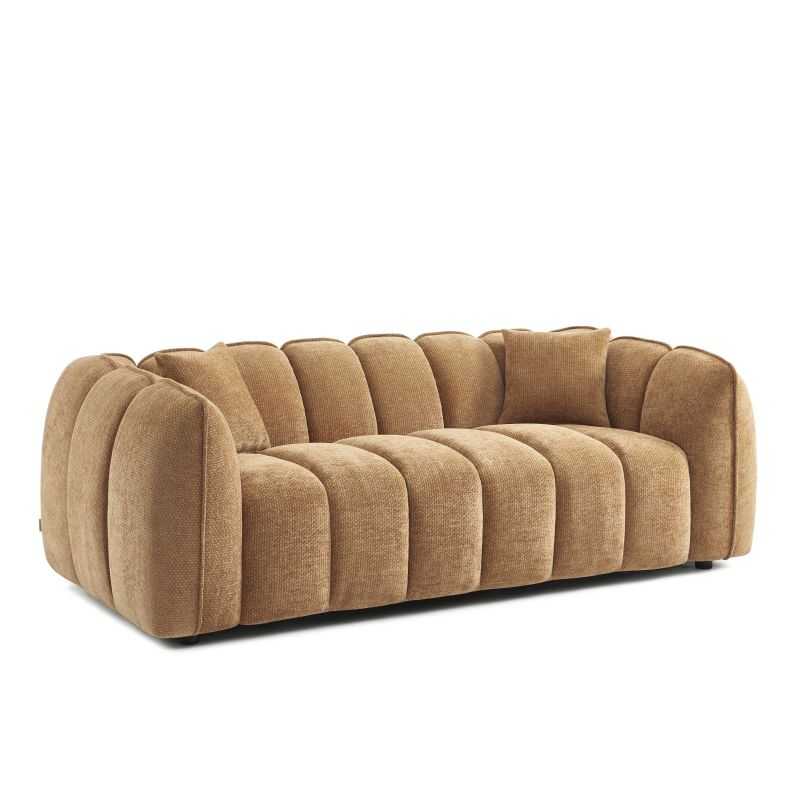 Canapé droit 3 places en tissu chenille terracotta