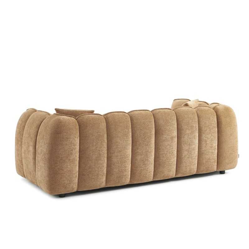 Canapé droit 3 places en tissu chenille terracotta