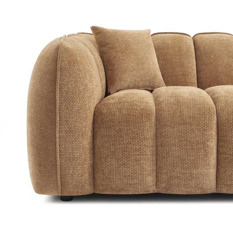 Canapé droit 3 places en tissu chenille terracotta