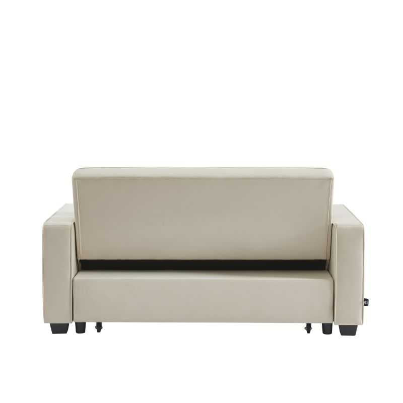 Canapé droit convertible 3 places en velours beige