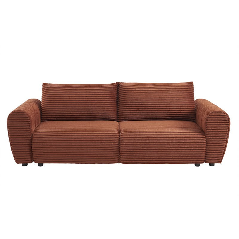 Canapé convertible 234cm 3 places en velours côtelé terracotta