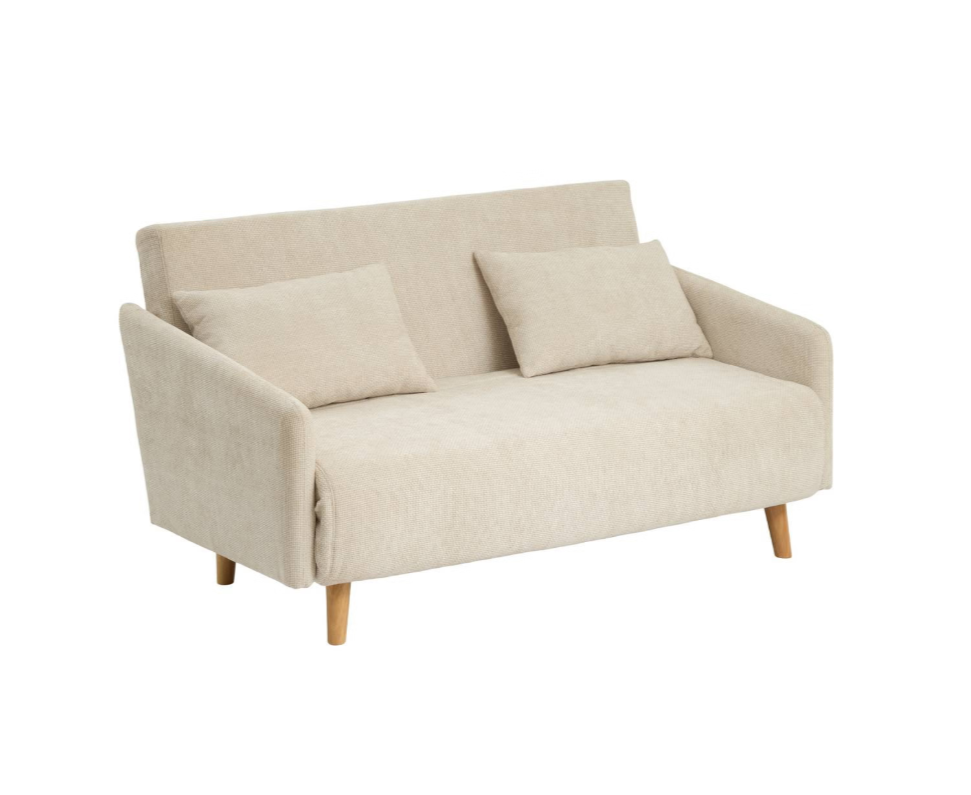 Canapé droit convertible 2 places beige