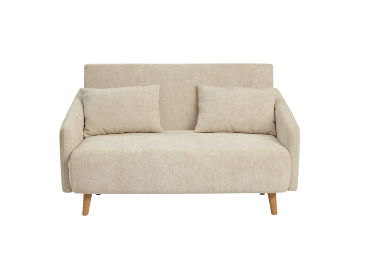 Canapé droit convertible 2 places beige