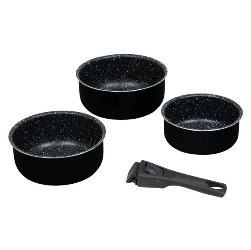 Lot de 3 casseroles en aluminium avec poignée amovible