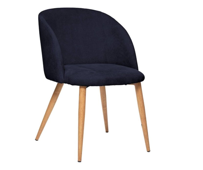 Chaise effet velours côtelé bleu encre