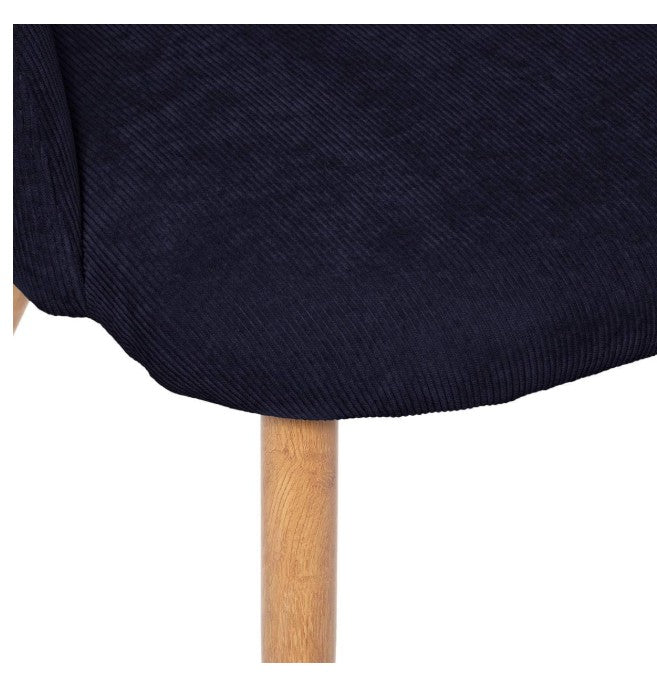 Chaise effet velours côtelé bleu encre