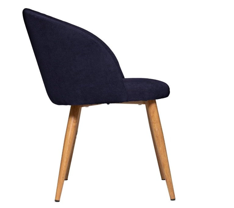 Chaise effet velours côtelé bleu encre