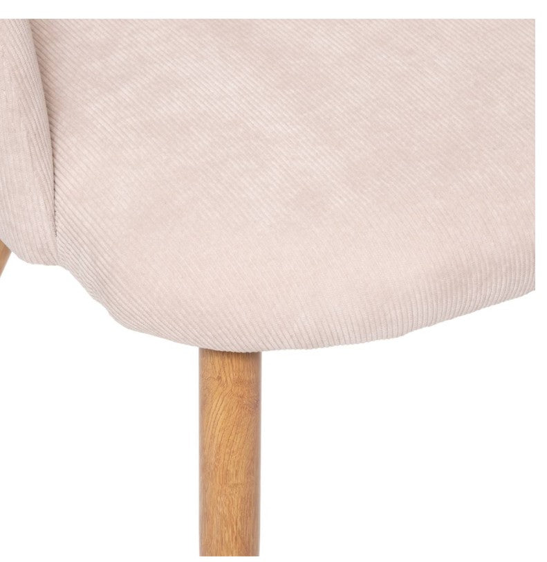 Chaise effet velours côtelé beige