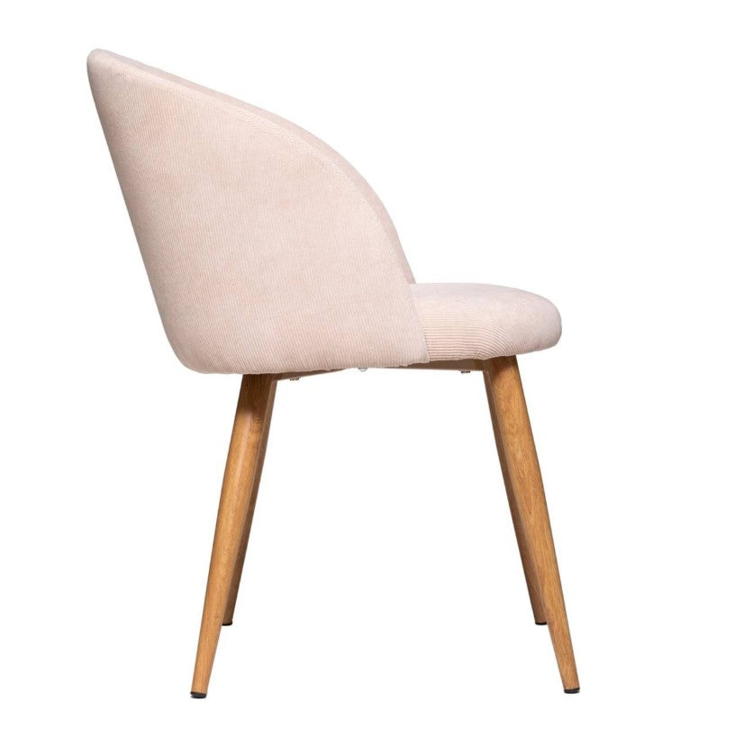 Chaise effet velours côtelé beige