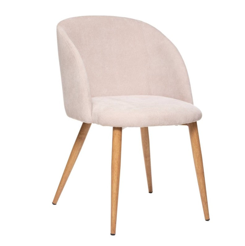 Chaise effet velours côtelé beige