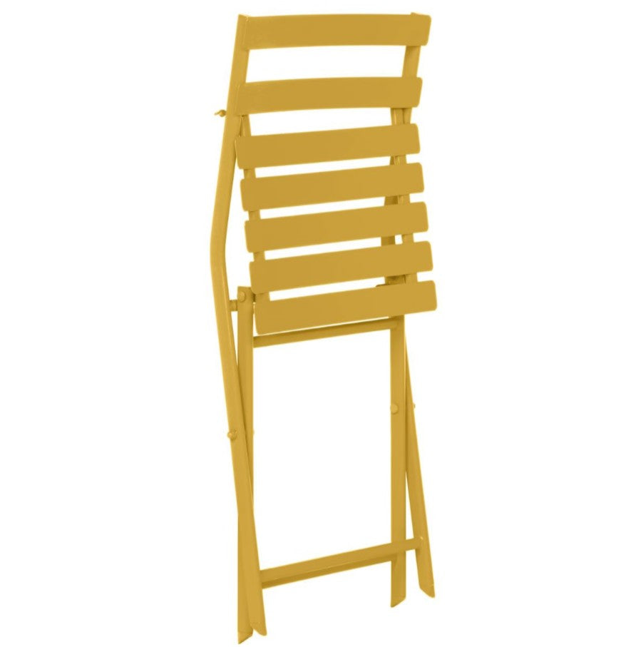 Chaise extérieure pliante en acier jaune
