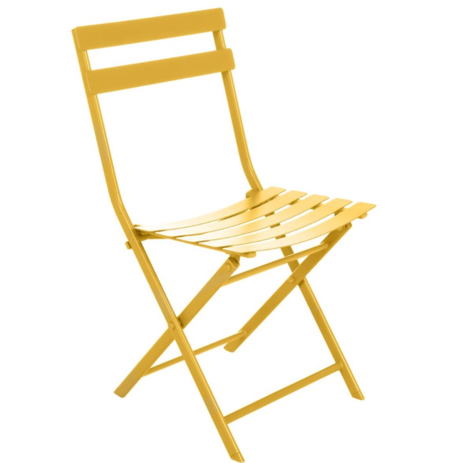 Chaise extérieure pliante en acier jaune