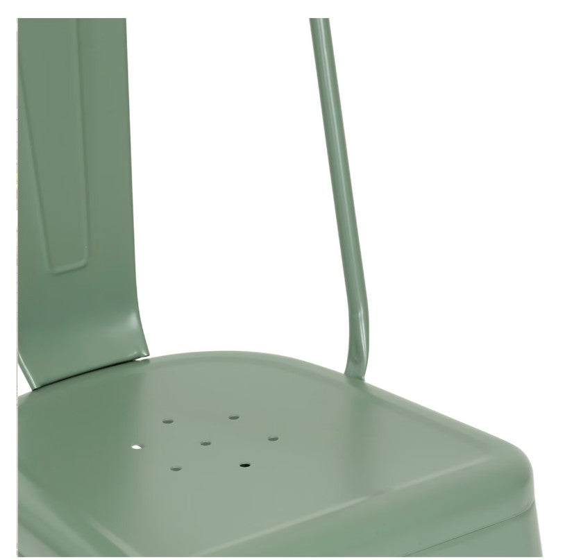 Chaise en métal vert olive