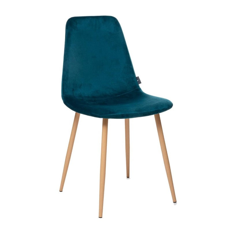 Chaise en velours bleu canard