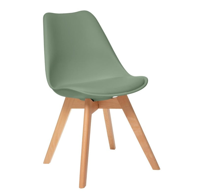 Chaise avec pieds hêtre kaki