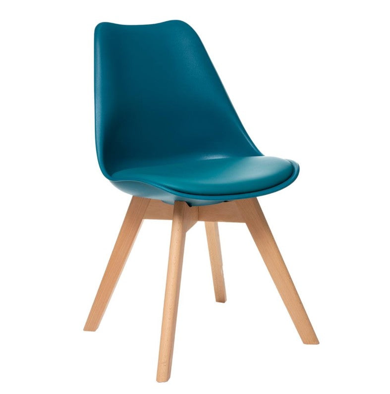 Chaise avec pieds hêtre bleu canard